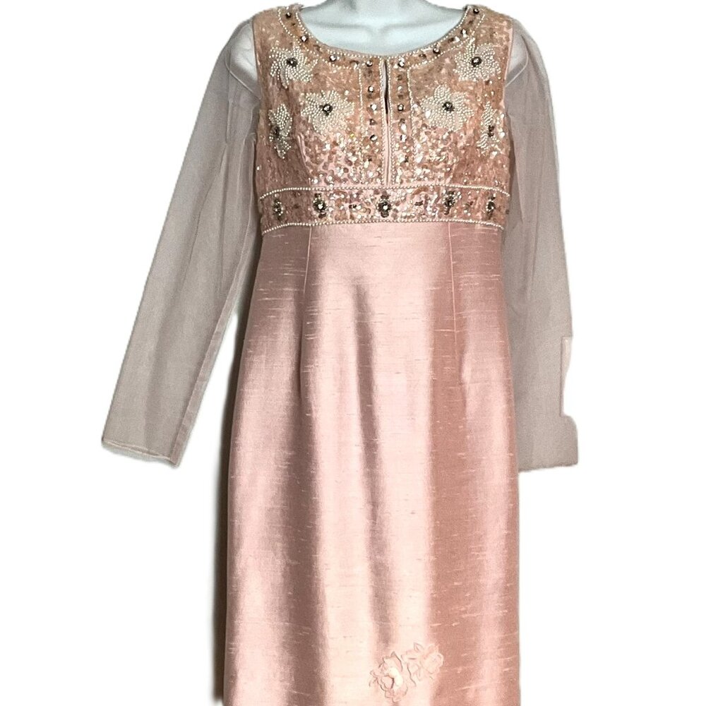 A.B.S. Evening by Allen Schwartz Embellished Blush Pink Dress. Size S